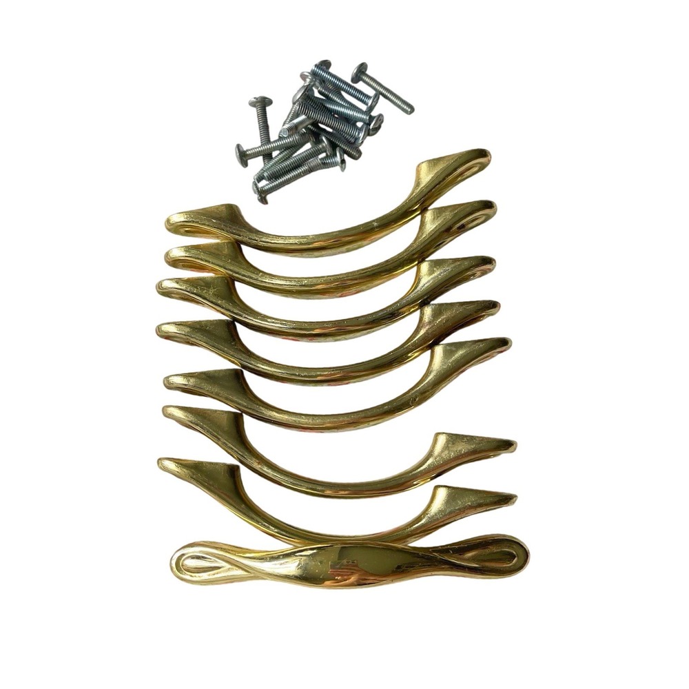 Vintage MCM Drawer Pulls 3" Bore Lot 8 Amerock 1383 Gold Brass Cottage Cabinet